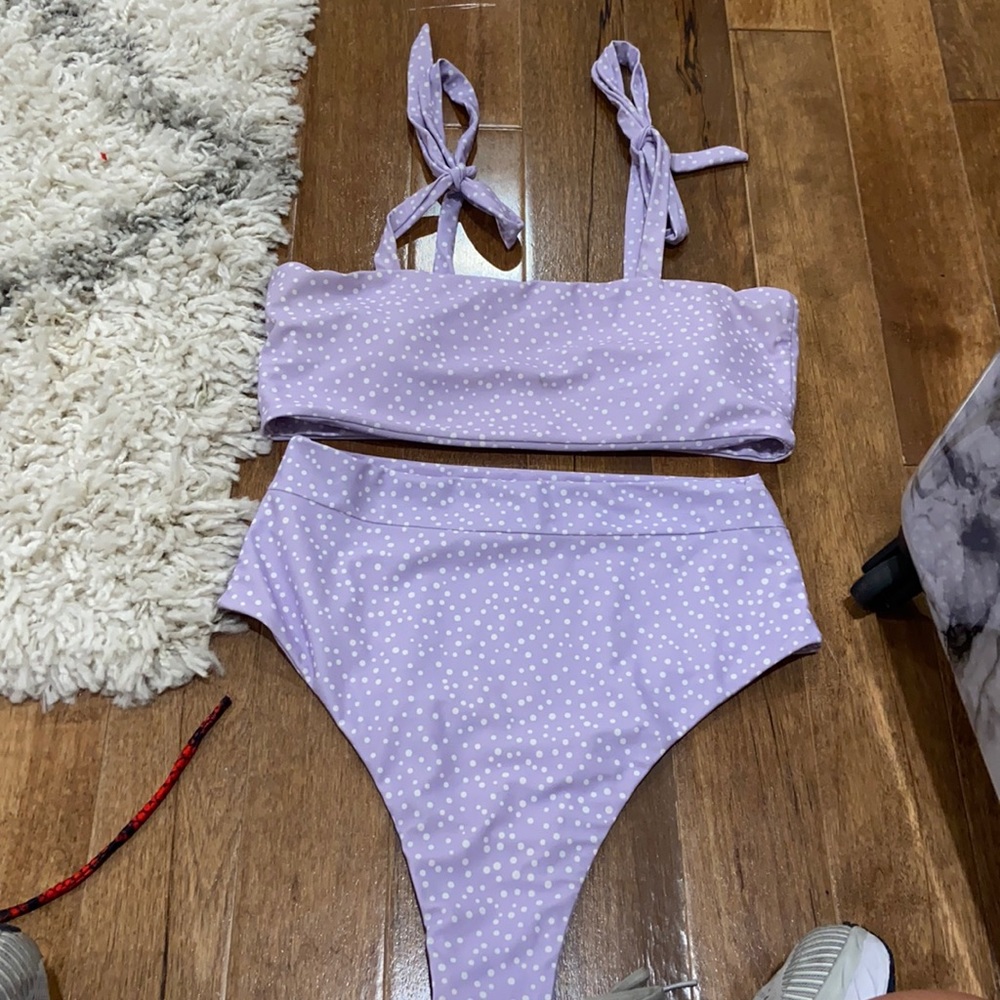 SHEIN like purple polka dot bikini size medium